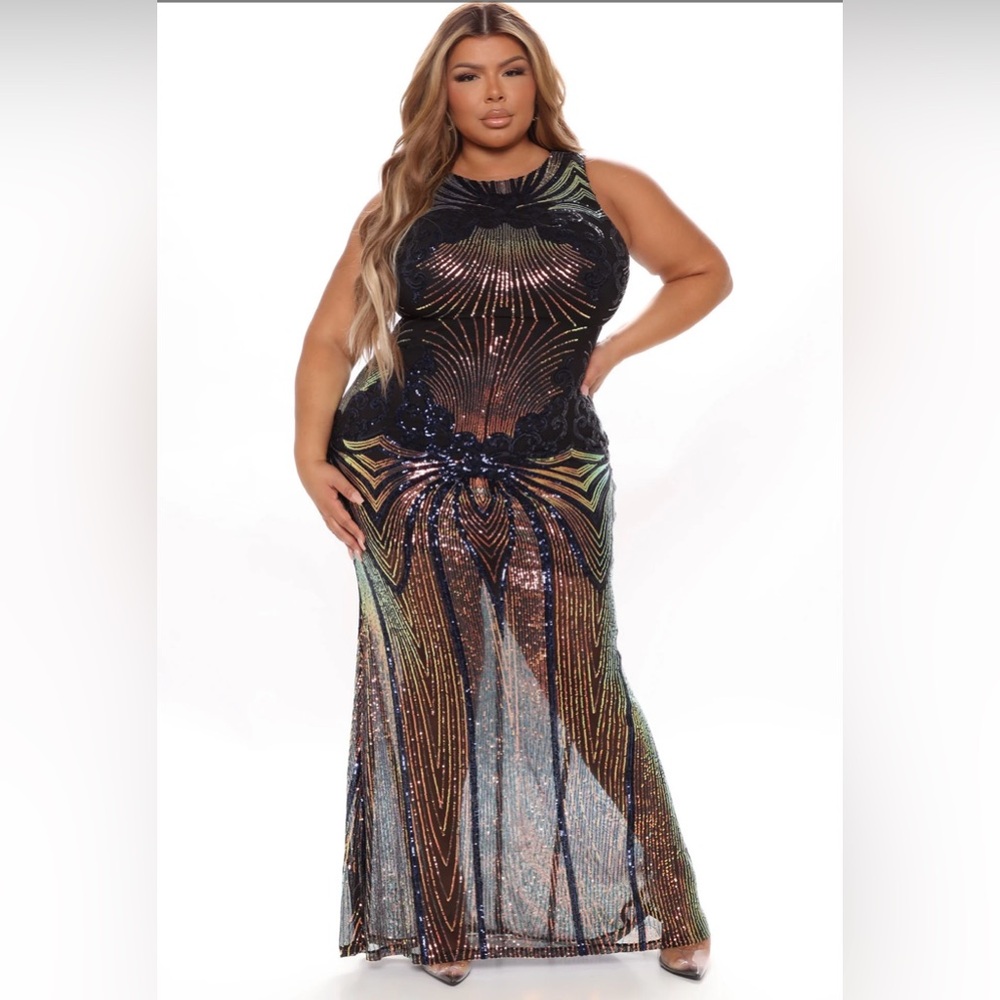 Always Shine Bright Sequin Maxi Dress - Black sz 1X